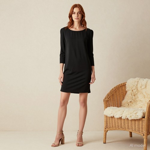 Minimal knielang kleid - kleid, schwarz